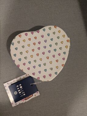 Roller Rabbit White Heart Jewelry Case with Rainbow Hearts